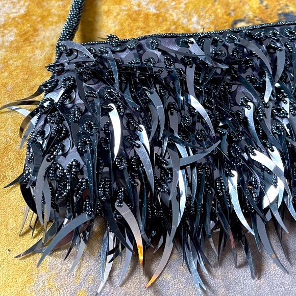 Metallic grey clutch bag 🌚 beads & sequins - Picture 8 of 12